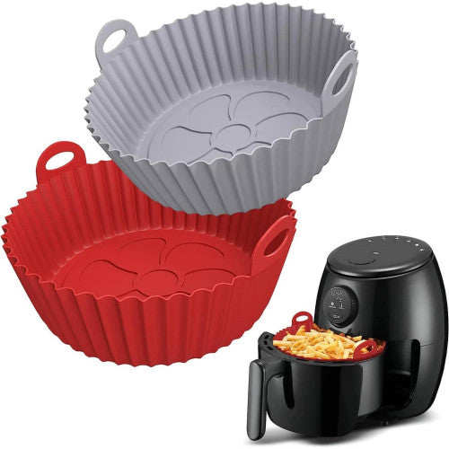 Combo 2 moldes de silicona para freidora de aire, colores gris y rojo