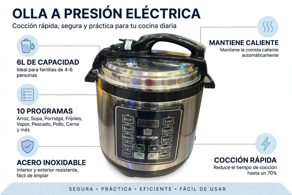 Olla de presión electrica inlec de 6 litros